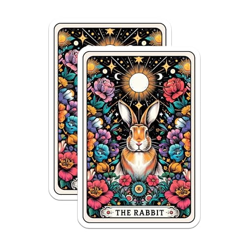(2 Pack) Rabbit Lovers Magnets - Floral Animal Art - Vibrant Animal Design - 5" On Longest Side - for Cars, Fridges, Toolboxes - Made in USA - MAG4484