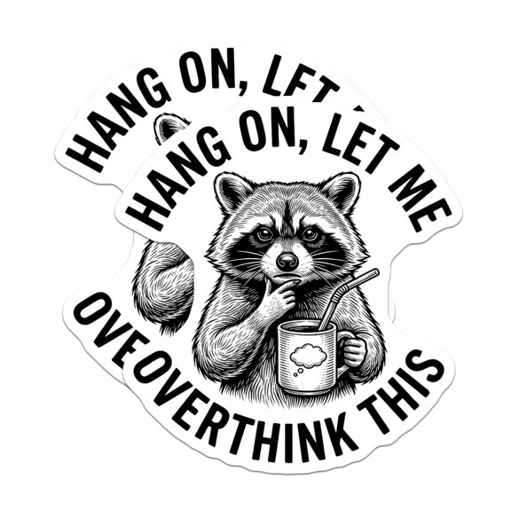 (2 Pack) Raccoon Overthinker Magnets - Funny Animal Meme - Introvert Humor Fridge Decor - 5" - Durable Magnet - Made in USA