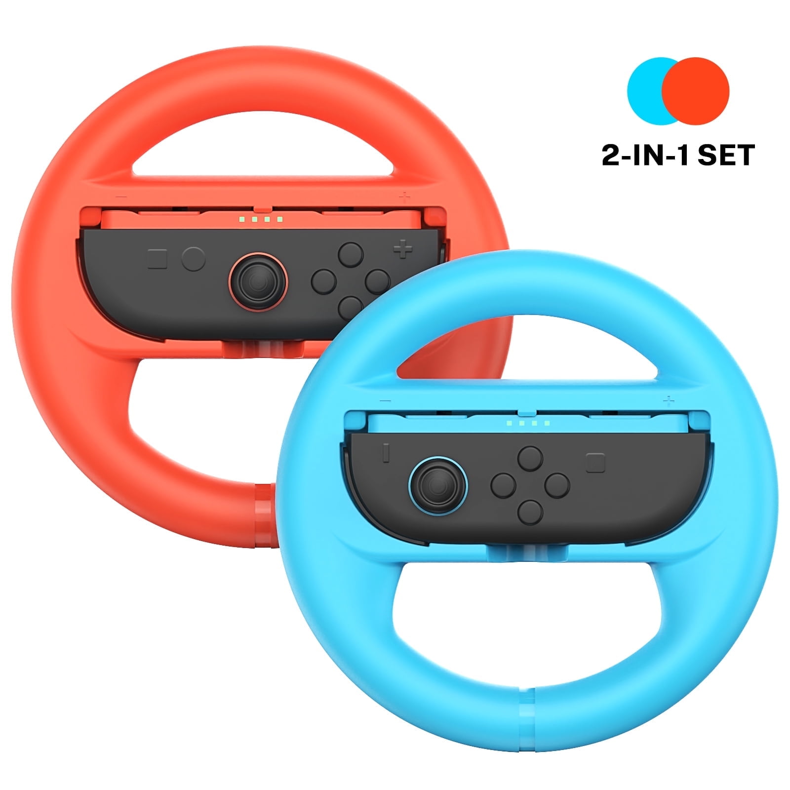 2 Pack for Switch 2 Joy Con Grip Racing Steering Wheel for Nintendo Switch 2 Controller, for Switch 2 Joypad Holder Accessories, Red/Blue