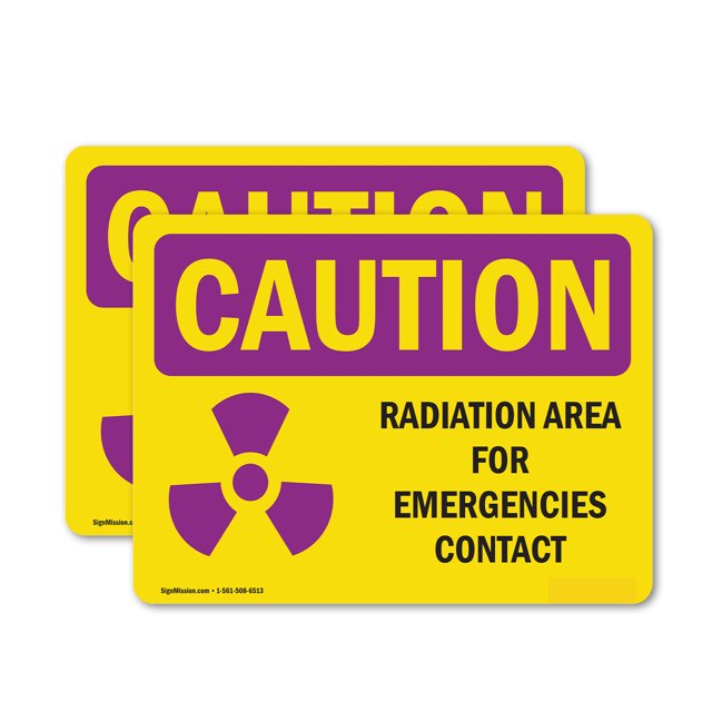 (2 Pack) Radiation Area For Emergencies With Symbol OSHA Caution Radiation Sign