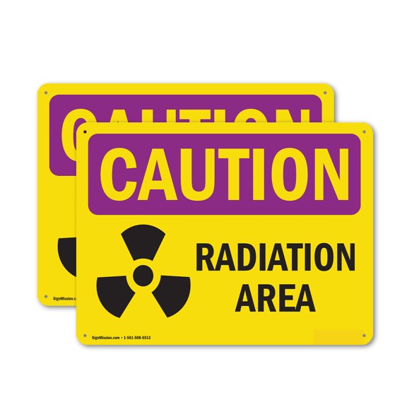 (2 Pack) Radiation Area OSHA Caution Radiation Sign 10 Inch X 7 Inch Plastic Sign, Weather Resistant, UV Protected for Workplace, Business, and Construction Site, Made in the USA