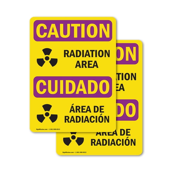 (2 Pack) Radiation Area With Symbol OSHA Caution Radiation Sign