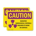 thumbnail image 1 of (2 Pack) Radiation Contamination Radiological With Symbol OSHA Caution Radiation Sign, 1 of 7