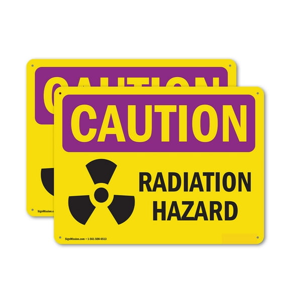 (2 Pack) Radiation Hazard OSHA Caution Radiation Sign 18 Inch X 12 Inch Indoor / Outdoor Rust-Free Aluminum Metal Signs for Workplace, Workshop, and Construction Site, Made in the USA