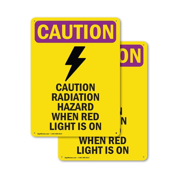 (2 Pack) Radiation Hazard When With Symbol OSHA Caution Radiation Sign 7 Inch X 10 Inch Plastic Sign, Weather Resistant, UV Protected for Workplace, Business, and Construction Site,