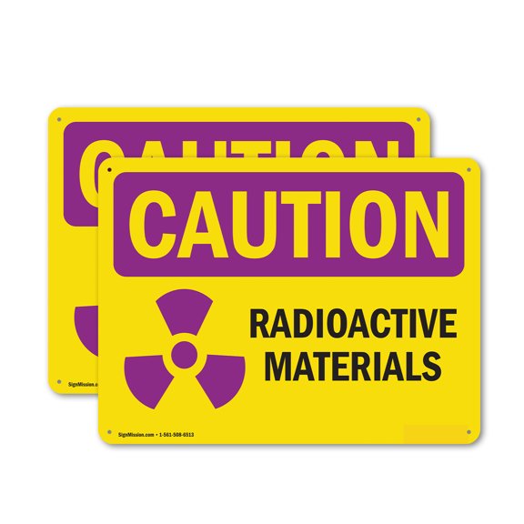 (2 Pack) Radioactive Materials OSHA Caution Radiation Sign 10 Inch X 7 Inch Plastic Sign, Weather Resistant, UV Protected for Workplace, Business, and Construction Site, Made in the USA