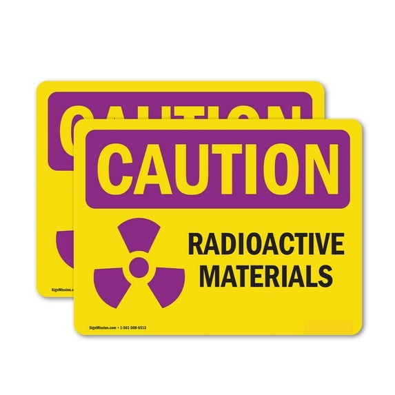 (2 Pack) Radioactive Materials OSHA Caution Radiation Sign 7 Inch X 5 Inch Vinyl Label Decal Sticker Weather Resistant, UV Protected for Workplace, Business, and Construction Site, Made