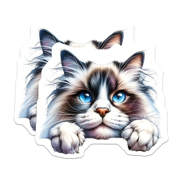 (2 Pack) Ragdoll Cat Magnets - Blue Eyed Kitty - Cute Kitten Refrigerator Magnets - 5" On Longest Side - Premium Magnet - for Cars, Refrigerators, Toolboxes, Lockers - Made in USA - MAG15060