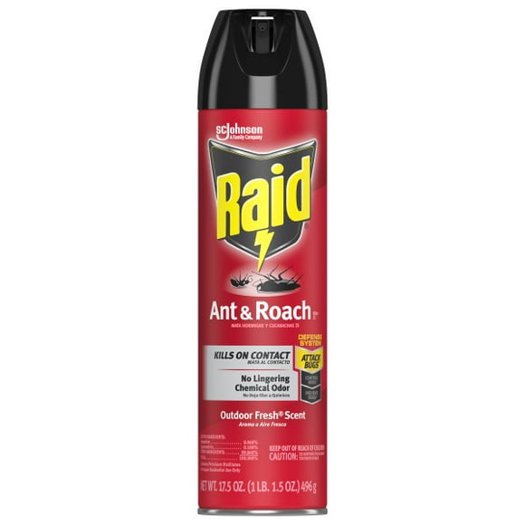 2 Pack - Raid Ant & Roach Spray Outdoor Fresh 17.50 oz