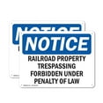 thumbnail image 1 of (2 Pack) Railroad Property Trespassing Forbidden OSHA Notice Sign 10 Inch X 7 Inch Indoor / Outdoor Rust-Free Aluminum Metal Signs for Workplace, Workshop, and Construction Site, Made, 1 of 8