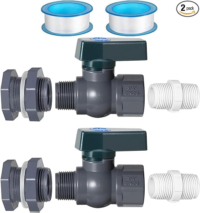 2 Pack Rain Barrel Spigot Kit, Water Barrel PVC Garden Diverter Kit