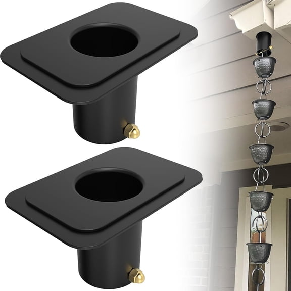 2 Pack Rain Chain Gutter Adapter Black Metal Rain Chain Adapter with Bolt Rain Chain Installation for Rain Chain Outside Gutters Downspout