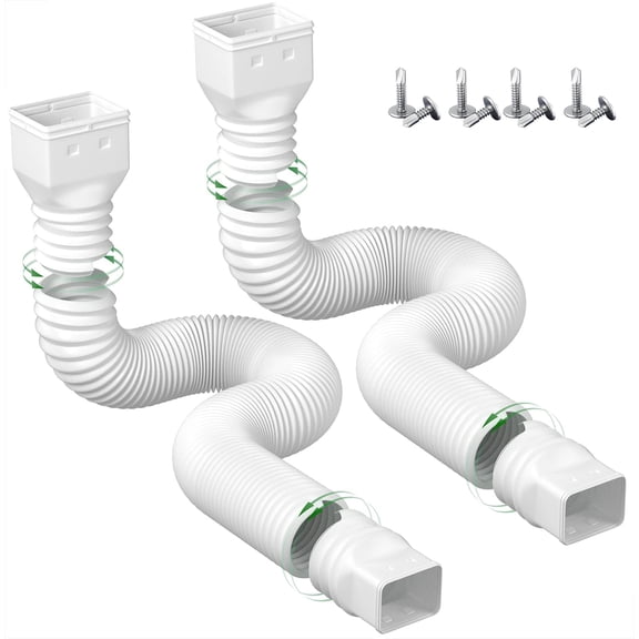 2 Pack Rain Gutter Downspout Extensions Flexible,Down Spout Extender Diverter Extendable from 21 to 68 in,Screws for Included,Black
