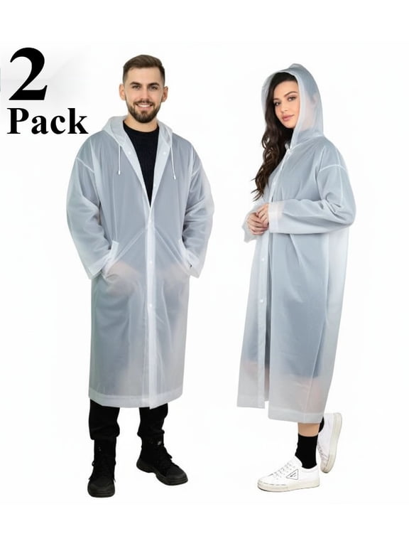 Waterproof Clear EVA Rain Ponchos, 2 Pack (Adults')
