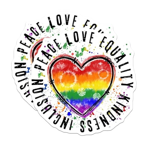 (2 Pack) Rainbow Heart Magnets - Peace Love Equality - LGBTQ Pride - Inclusion Kindness Magnets - Inspirational Decor - 5" On Longest Side - for Cars, Fridges, Toolboxes - Made in USA - MAG5791