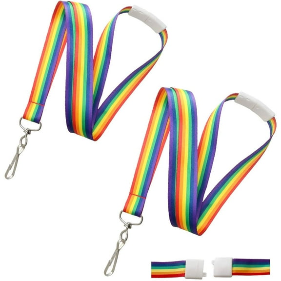 2 Pack - Rainbow Lanyard with Breakaway for Badge Holder and Keys - Cute Neck Strap Keychain with Swivel J Hook for Name Tag, I’d Cards and More by Specialist ID