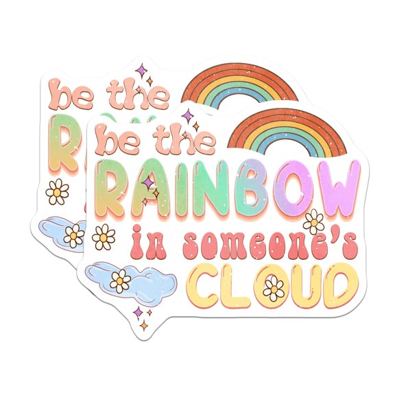 (2 Pack) Be The Rainbow Magnets - Inspirational Quote Positive Message - Cute Retro Locker Decor for Students - 5 Inches On Longest Side - Thick Durable Magnet - Made in USA