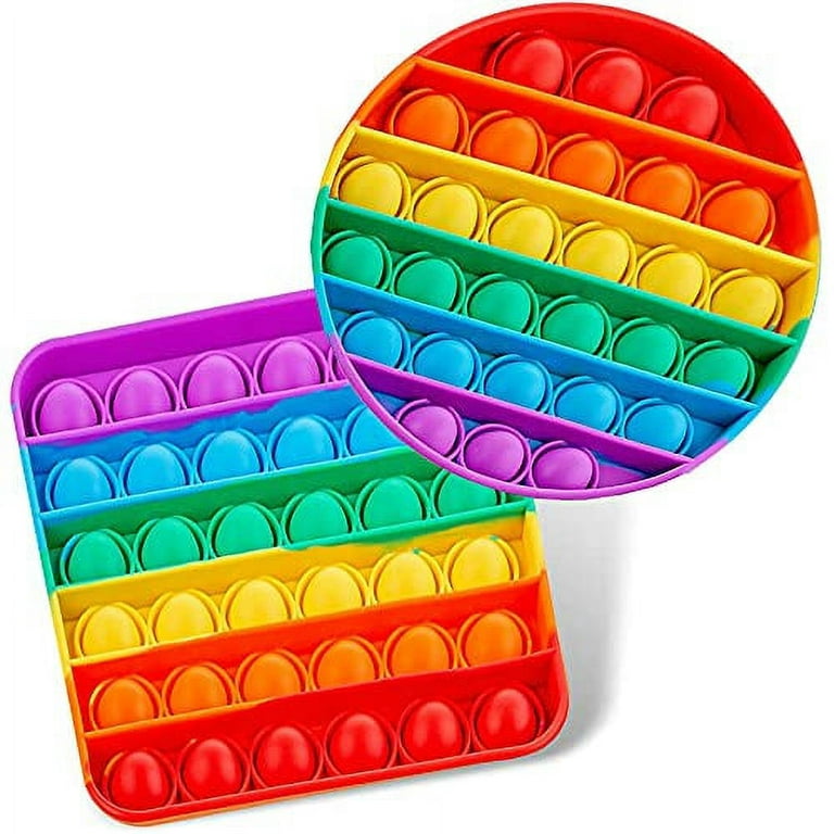 2 Pack Rainbow Pop Fidget Toy, Push Pop Bubble Fidget Sensory Toy for Kids  and Adults, Fidget Popper Stress Relief - 2 Shapes Sensory Fidget Poppers –  Circle, Square 