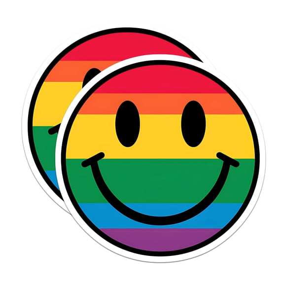 (2 Pack) Rainbow Smiley Face Magnets - Colorful Happy Face - Bright Kitchen - 5" On Longest Side - for Cars, Fridges, Toolboxes - Made in USA - MAG3902