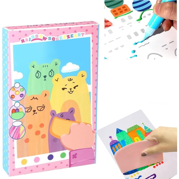 2 Pack Rainbow Squeeze Art Kit, 2026 Upgrade Magic Rainbow Scratch Paper Art Set, Creative Squeegee Painting Kit DIY Postcards Scratch Art Party Favors Novelty Birthday Gifts (Set B)