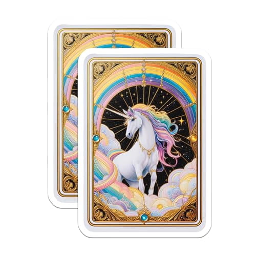 (2 Pack) Rainbow Unicorn Decor Magnet - Cute Magical Artwork - 5" On Longest Side - Sticks to Smooth Flat Surfaces - Made in USA - MAG10131