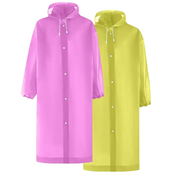 2 Pack Raincoat Portable Ponchos, Aofany Waterproof EVA Reusable Rain Jacket for Men and Women, Durable Rain Coats Long Sleeve Rain Poncho for Outdoor Activities