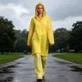 thumbnail image 1 of 2 Pack Raincoats for Adults Reusable 2PC Raincoat and 2PC PantsEVA Rain Ponchos Lightweight Raincoat Waterproof Rain Gear for Men and Women(Yellow,One Size), 1 of 4