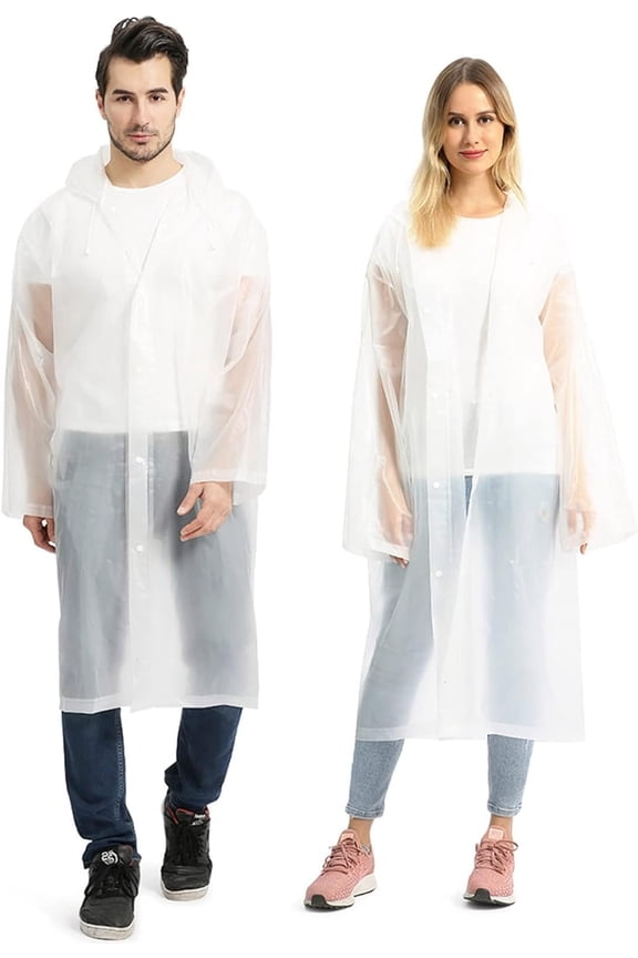 2 Pack Raincoats for Adults Reusable, EVA Rain Ponchos Lightweight Rain Coat Waterproof Rain Gear for Men and Women