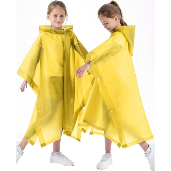 2 Pack Raincoats for Kids, Borogo Kids Rain Jacket Reusable Emergency Rain Ponchos with with Big Hood Rain Coats for Boys and Girls