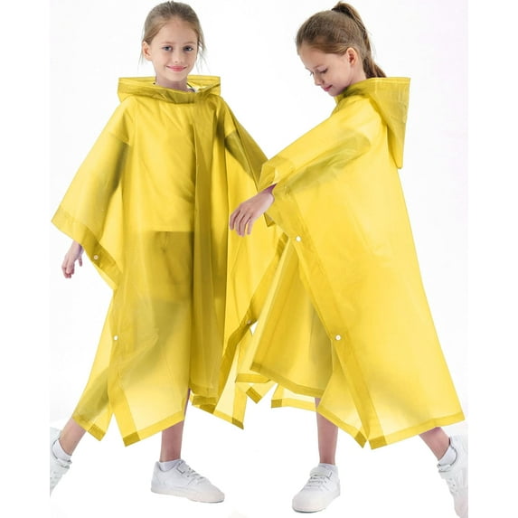 2 Pack Raincoats for Kids, Borogo Kids Rain Jacket Reusable Emergency Rain Ponchos with with Big Hood Rain Coats for Boys and Girls