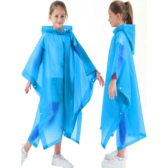 2 Pack Raincoats for Kids, Borogo Kids Rain Jacket Reusable Emergency Rain Ponchos with with Big Hood Rain Coats for Boys and Girls