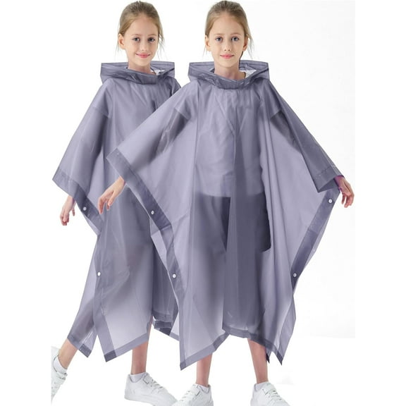 2 Pack Raincoats for Kids, Borogo Kids Rain Jacket Reusable Emergency Rain Ponchos with with Big Hood Rain Coats for Boys and Girls