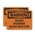 thumbnail image 1 of (2 Pack) Raised Pavement Watch Your Step OSHA Warning Sign 10 Inch X 7 Inch Vinyl Label Decal Sticker Weather Resistant, UV Protected for Workplace, Business, and Construction Site,, 1 of 7