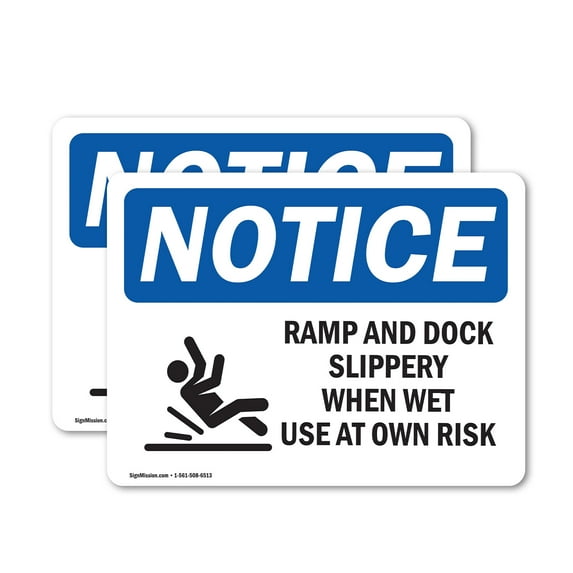 (2 Pack) Ramp And Dock Slippery When Sign