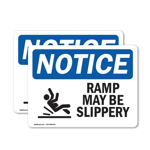(2 Pack) Ramp May Be Slippery Sign
