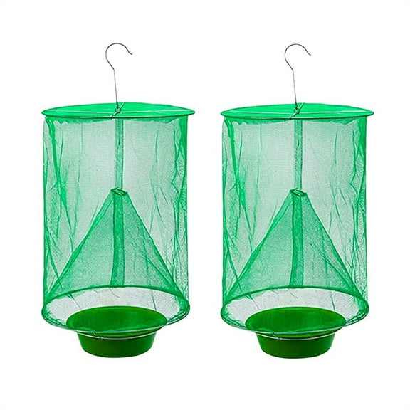 Fly Traps, 2 Packs Outdoor Fly Trap Catcher Killer Bug Pest Cage Net, Reusable Hanging Fly Trap