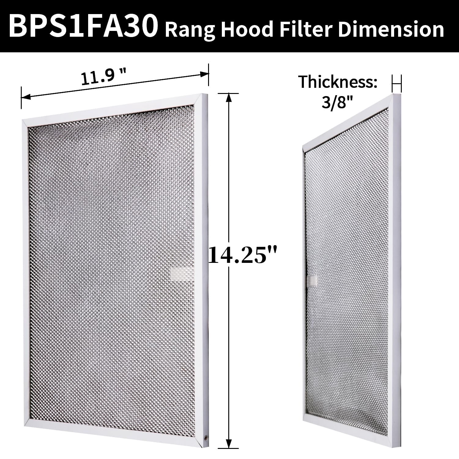 2-Pack Range Hood Grease Filter 11-3/4 x 14-1/4 x 3/8 Inch, Aluminum ...
