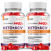 (2 Pack) Rapid Ripped Max + Keto ACV Gummies, Apple Cider Vinegar, Max Strength, 2 Month Supply Dietary Supplement, Made in USA