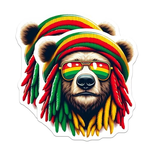 (2 Pack) Rasta Bear Magnets - Cool Fridge - Unique Kitchen ations - Colorful Animal Magnets - 5" On Longest Side - for Cars, Fridges, Toolboxes - Made in USA - MAG4383
