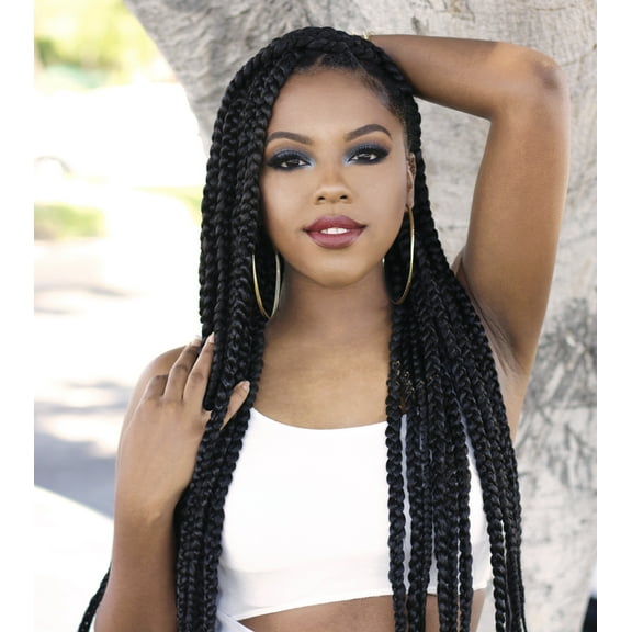 2 Pack Rastafri Freed’m Silky Pre-Stretched Braiding Hair 100% Kanekalon - #1 Jet Black
