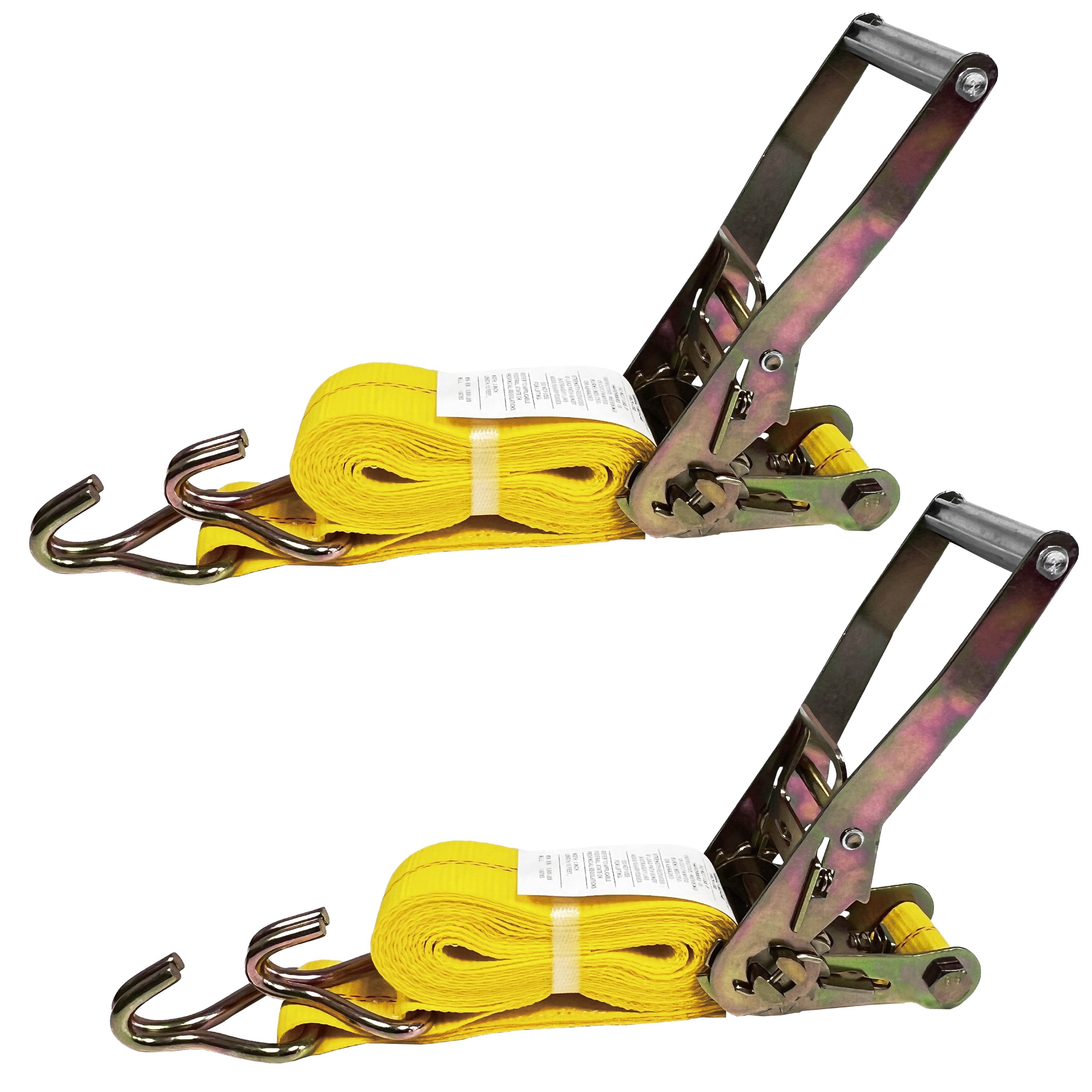 2 Pack Ratchet Straps 2" x 15' x 5000lbs Cargo Tie Down Straps with J Hooks for Trucks and Trailers by KODIAK STRAPS [Long Handle]