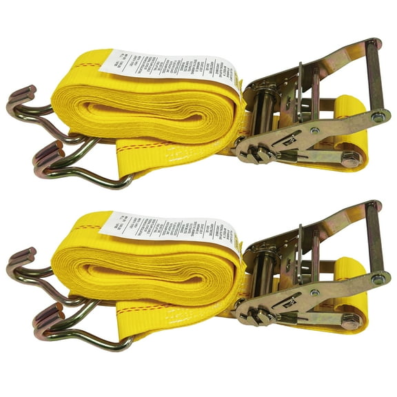 2 Pack Ratchet Straps 2" x 15' x 5000lbs Cargo Tie Down Straps with J Hooks for Trucks and Trailers by KODIAK STRAPS [Short Handle]