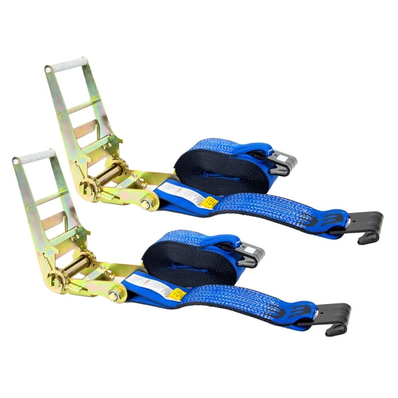 (2 Pack) Ratchet Tie-Down Straps with Flat Hooks, 4" x 30' Ratchet Straps Blue | 16,200 Lbs Breaking Strength | TieDown Ratchet Straps for flatbed, Truck, Trailers Pickup