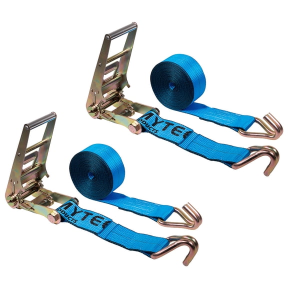 2 Pack Ratchet Tie-Down Straps with Wire Hook, 3" x 30' Blue Ratchet Strap | 15,000 Lbs Breaking Strength | Heavy Duty Tie Down Ratchet Straps for Flatbed, Truck, Trailers Pickup