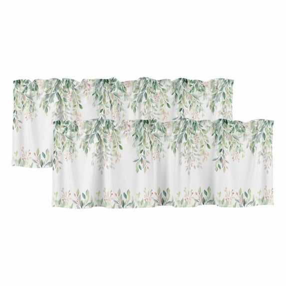 2 Pack Rattails Leaves Valance for Window Vines Plants Branch Gradient Watercolor Kitchen Valance Rod Pocket Short Curtain Topper Decorative Window Treatment for Living Room Bedroom 54"x18"