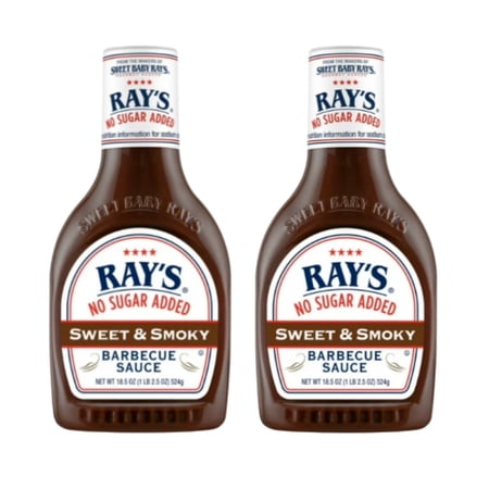 (2 Pack) Ray's No Sugar Added Sweet & Smoky BBQ Sauce 18.5 oz