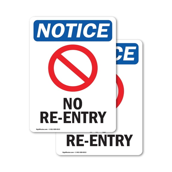 (2 Pack) No Re-Entry Sign With Symbol OSHA Notice Sign 5 Inch X 3.5 Inch Vinyl Label Decal Sticker Weather Resistant, UV Protected for Workplace, Business, and Construction Site, Made