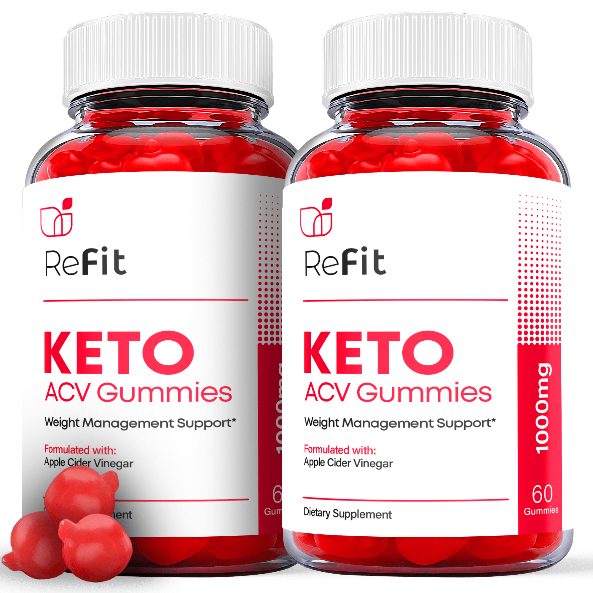 (2 Pack) ReFit Keto ACV Gummies - Supplement for Weight Loss - Energy & Focus Boosting Dietary Supplements for Weight Management & Metabolism - Fat Burn - 120 Gummies