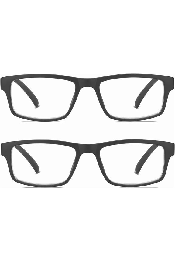 2 Pack Reading Glasses,Quality Blue Light Blocking Reading Glasses,Filter UV Ray/Glare Computer Readers,Stylish Lightweight Spring Hinges Eyeglasses for Women Men(2-pack Black,1.0)