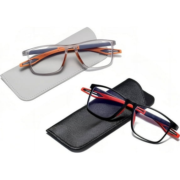 2 Pack Reading Glasses for Men,Sports Style Blue Light Blocking Readers with Anti Glare Filter Lightweight Eyeglasses